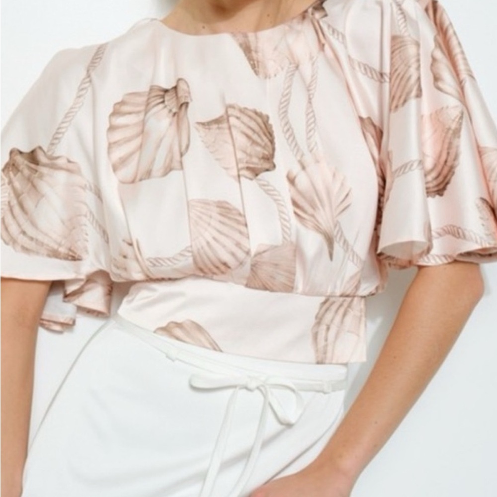 Elegant Pink Floral Blouse NWOT Large